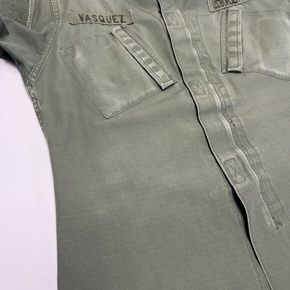 Vintage True Spec Border Patrol Military Shirt Mens M/L Green Ripstpo - Picture 8 of 16